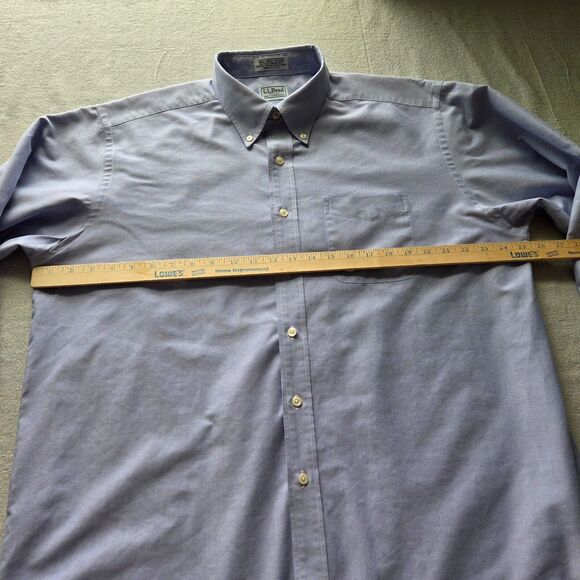 Vtg LL Bean Shirt Mens 17 1/2 35 Blue Button Down Single Needle Long Sleeve - Picture 7 of 11